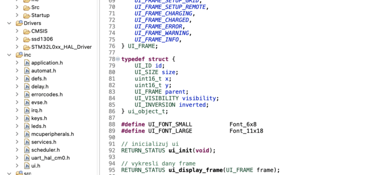 Ukázka kódu knihovny pro UI