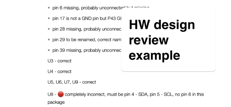 Ukázka výstupu HW design review