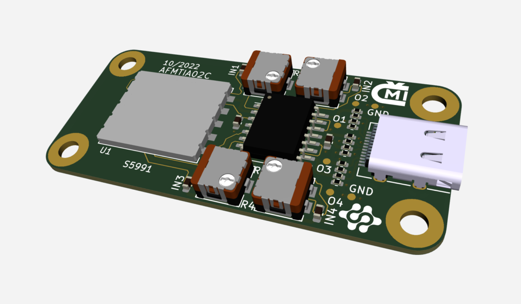 Render of the new TIA2C PCB