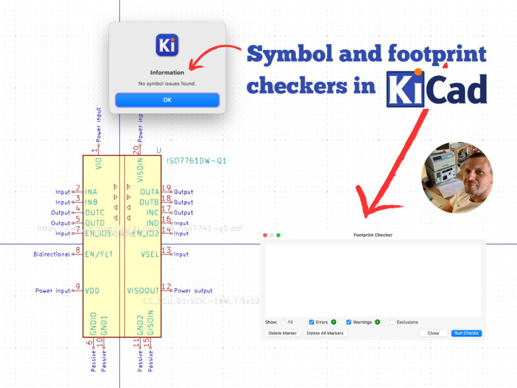 Symbol and footprint checkers in KiCAD